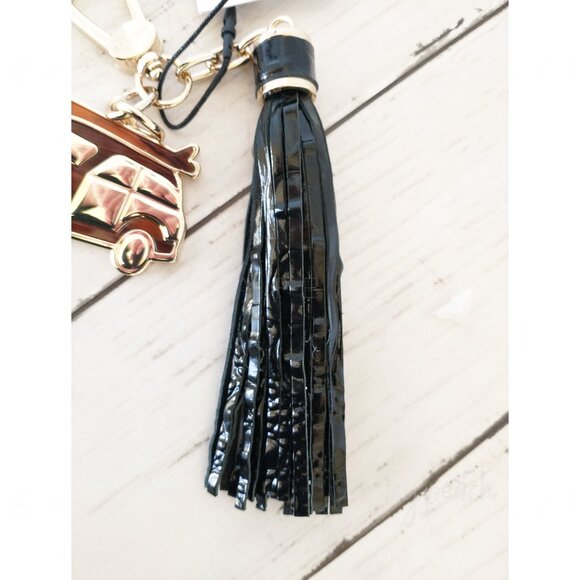 Brahmin Copa Car Tassel New Black Melbourne Key FOB Leather Resin Croc-Embossed - Picture 6 of 10